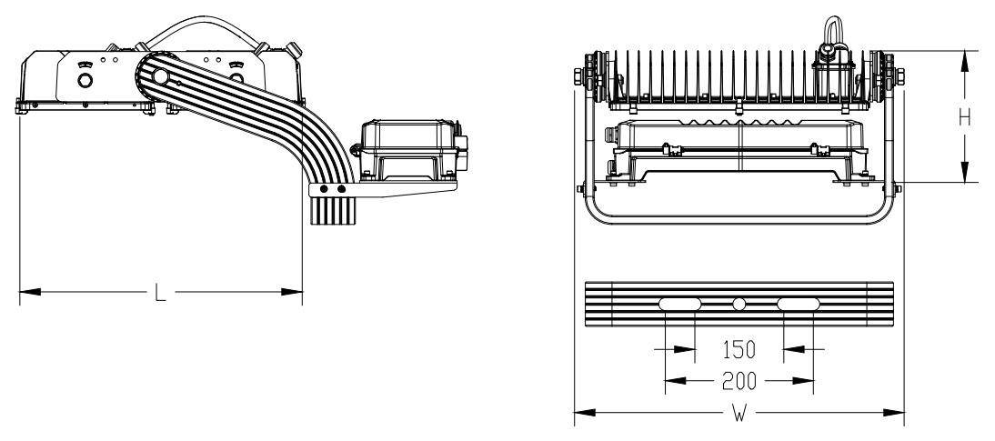 SP04 G3.0 side and front dimension drawings