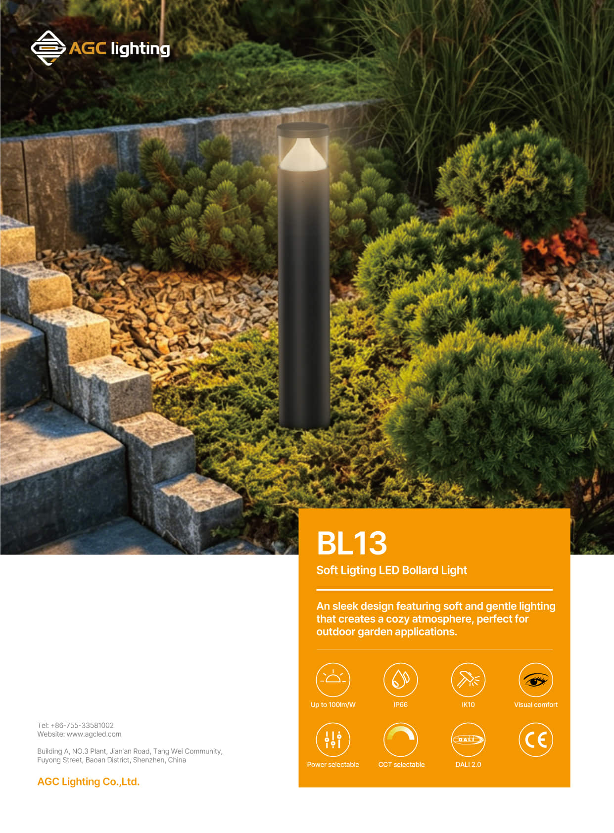 BL13 LED Bollard Light for outdoor garden applications