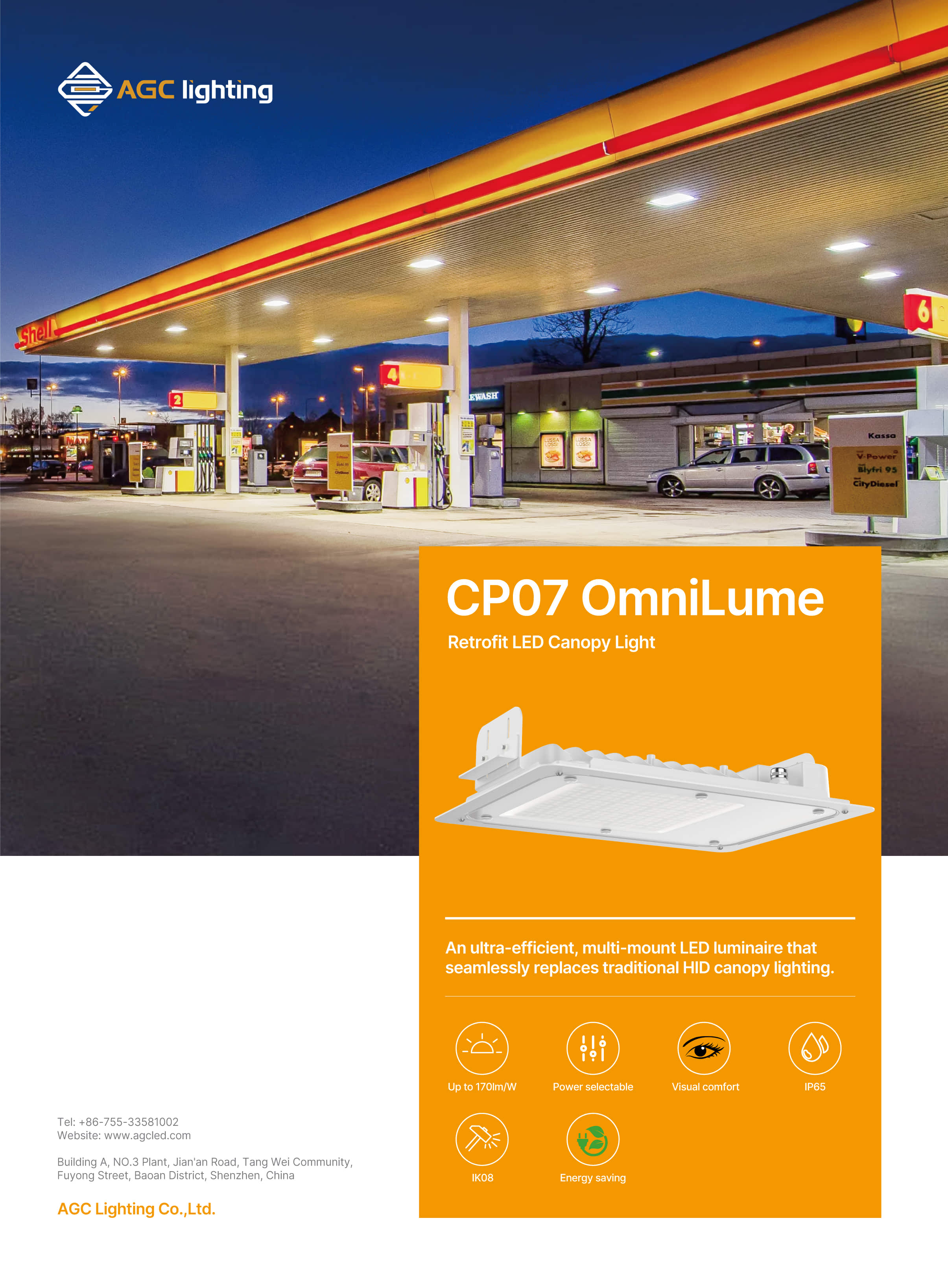 CP07 replaces traditional HID canopy lighting