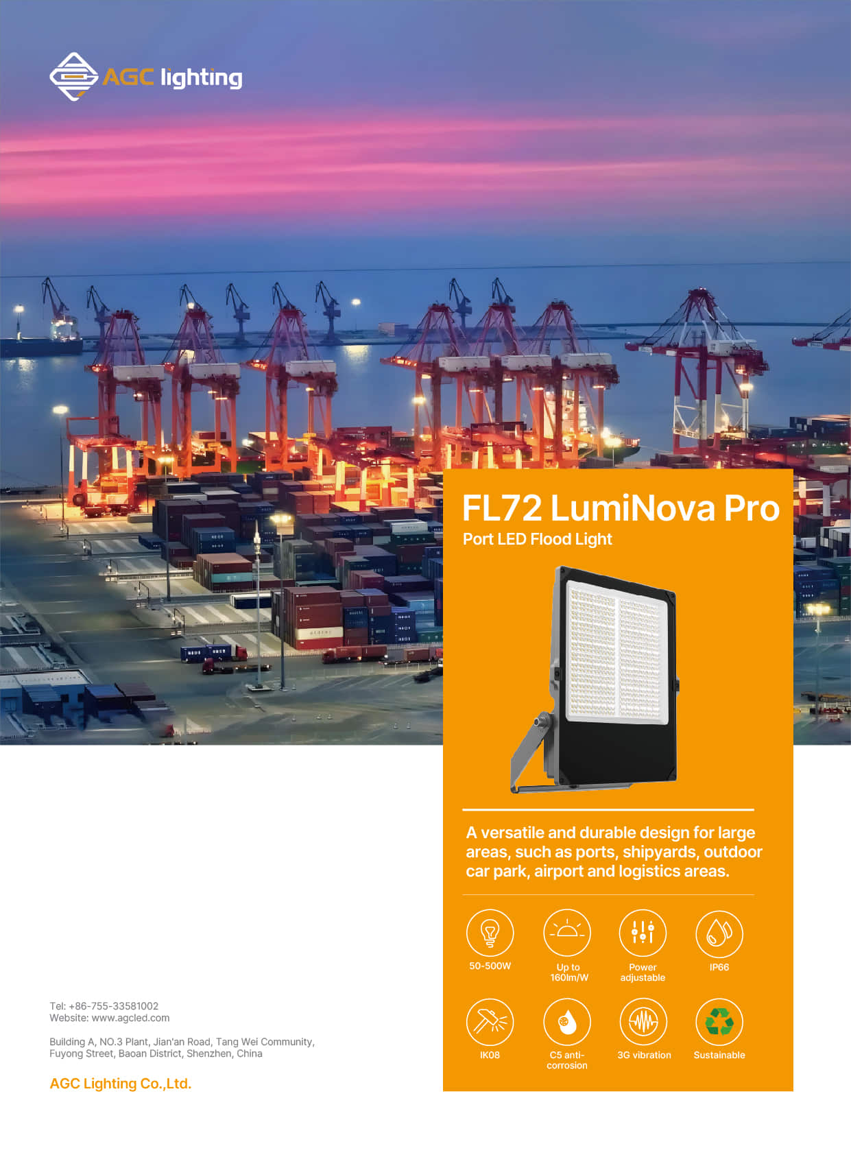 FL72 LumiNova Pro Port LED Flood Light - AGC Lighting