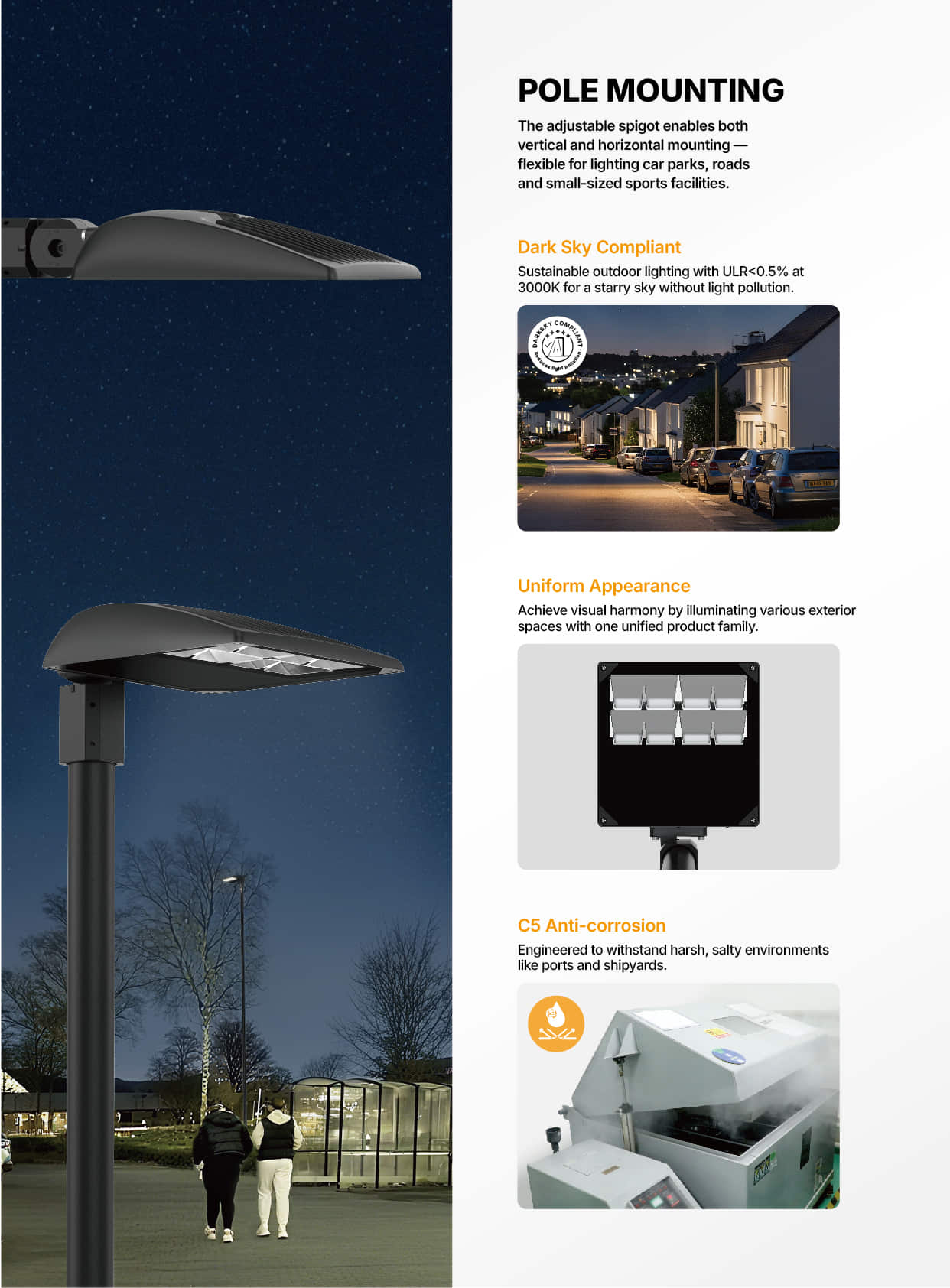 FL76 pole mounting Uniform dark sky compliant light