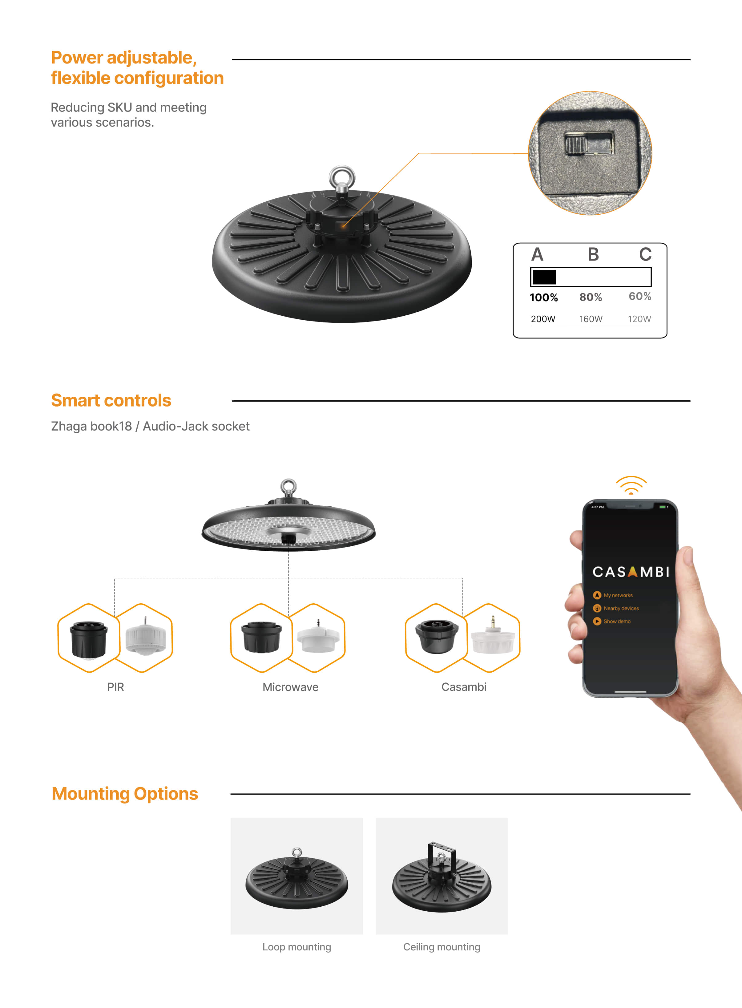 HB11 Casambi Zhaga book 18 socket smart high bay
