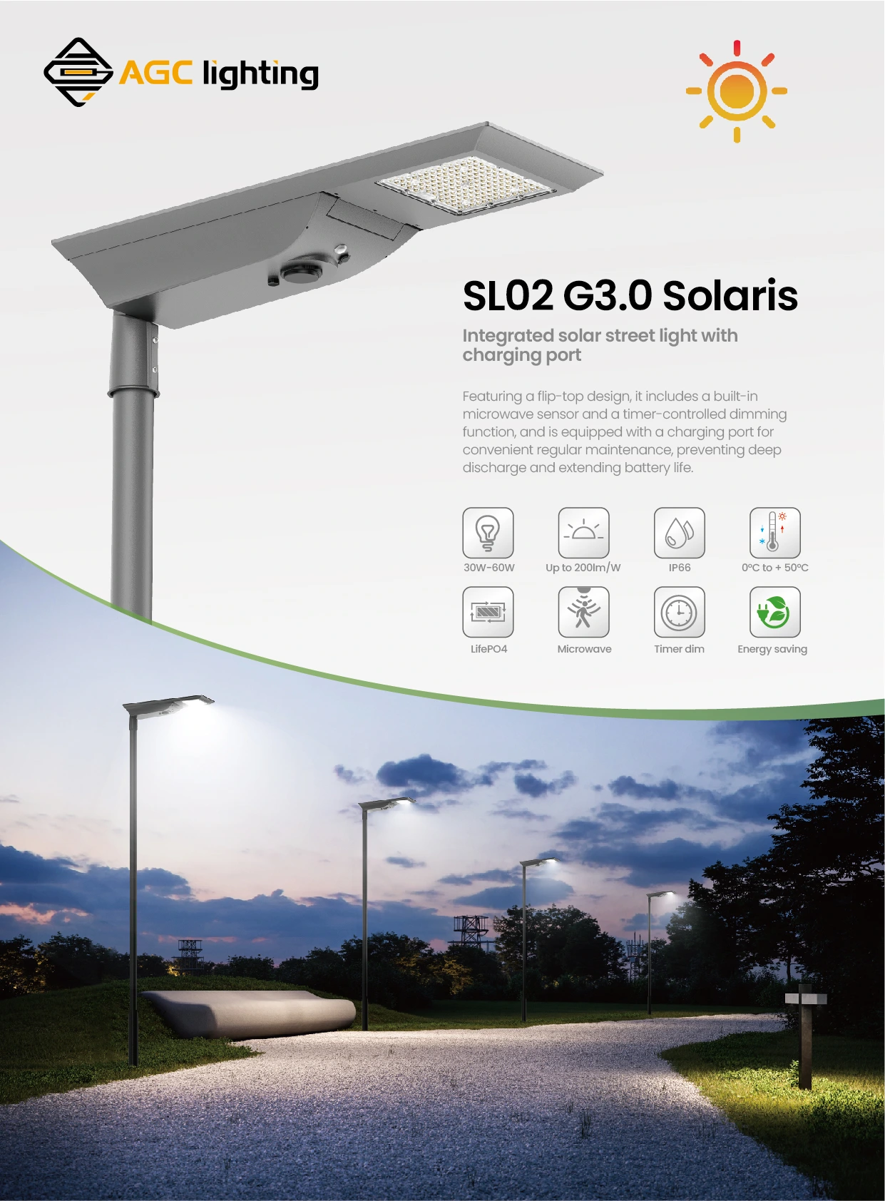 SL02 G3.0 integrated solar light with charging port