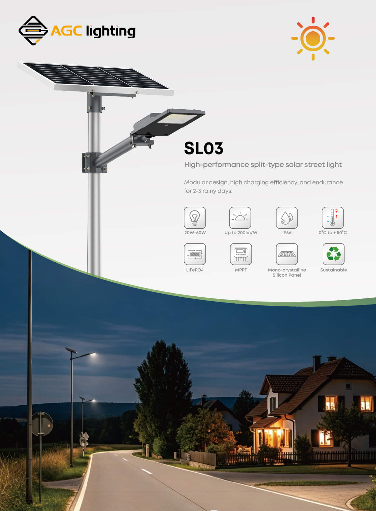 SL03 High performance split type solar street light