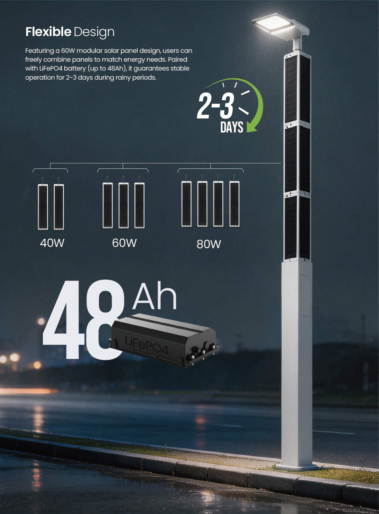 SL07 LiFePO4 Battery Vertical Solar Street Light (3)