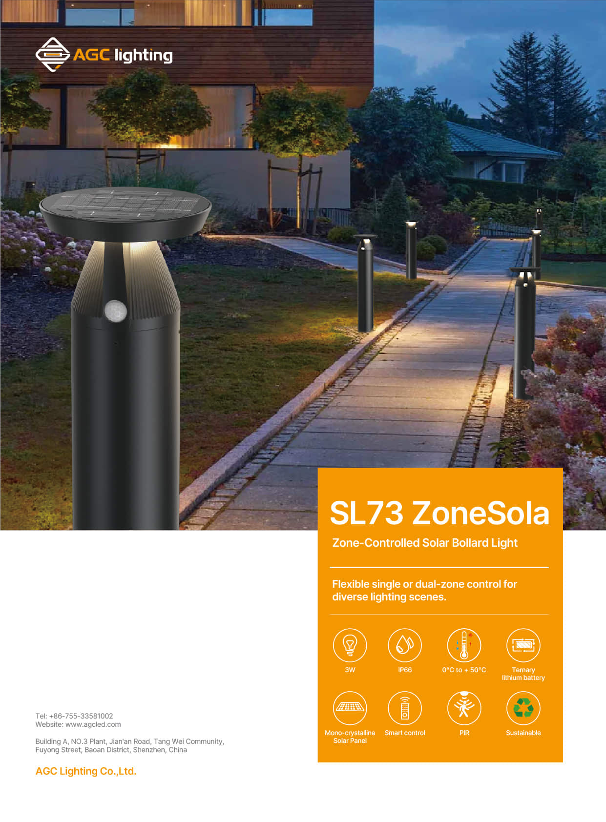 SL73 Bollard Solar Light for diverse lighting scenes