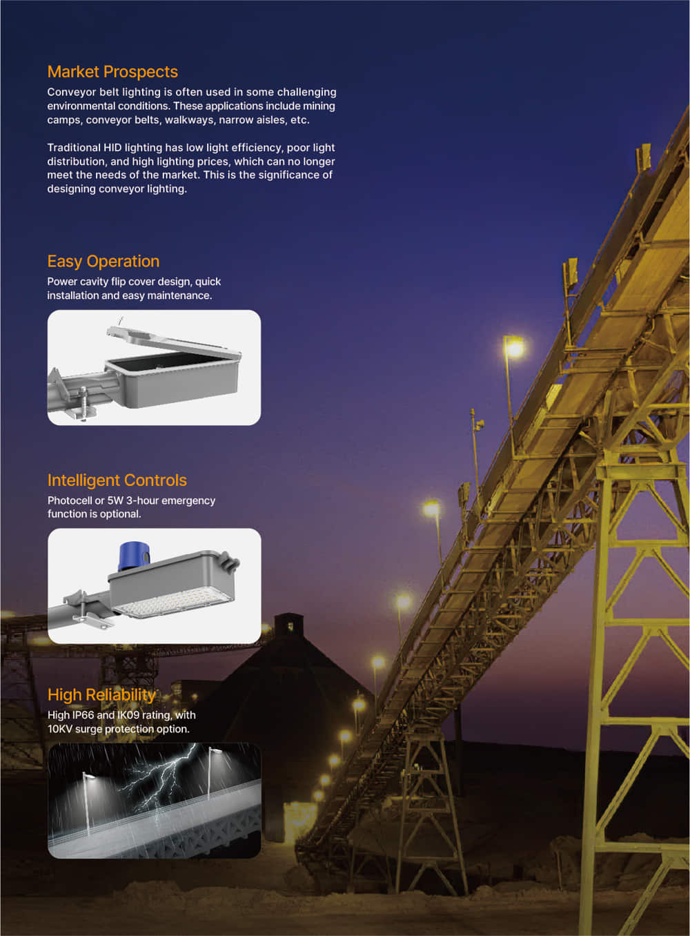 st68 conveyor light miningcamps conveyorbelts walkways narrowaisles