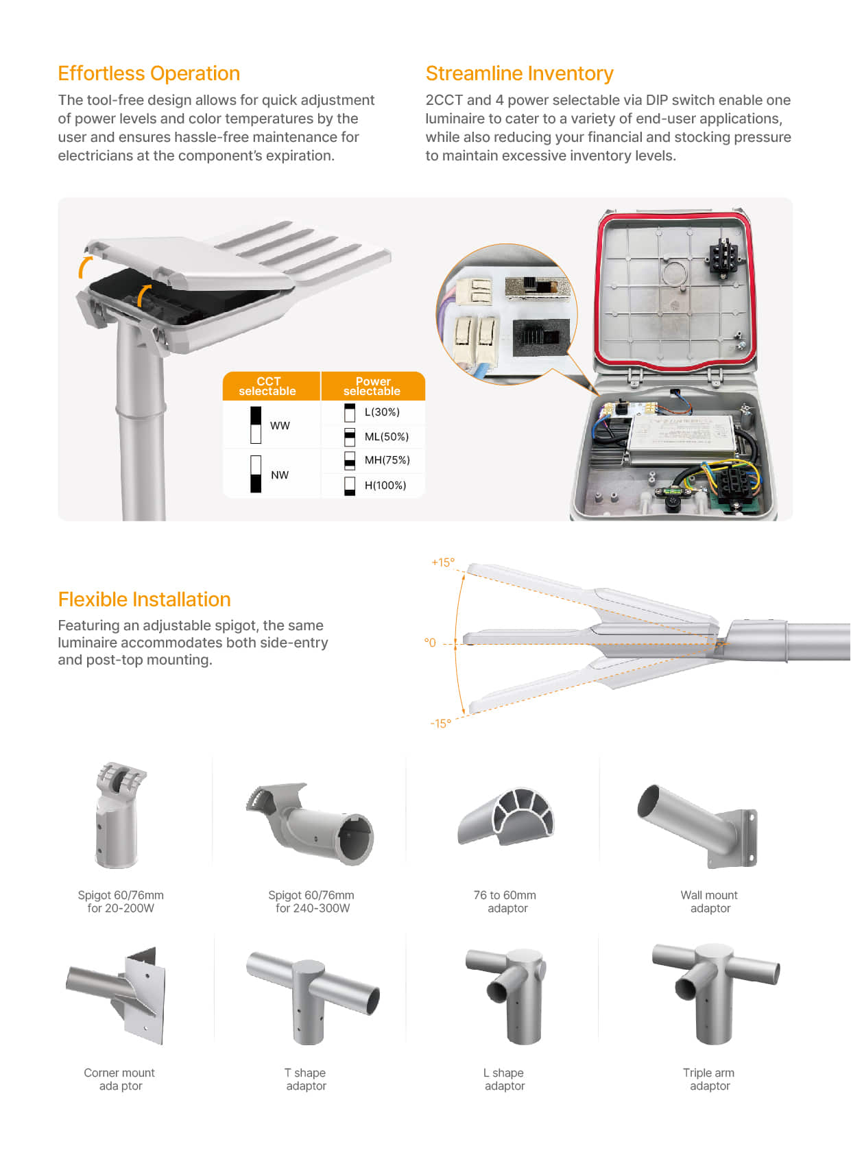 ST71 CCT Power selectable street light