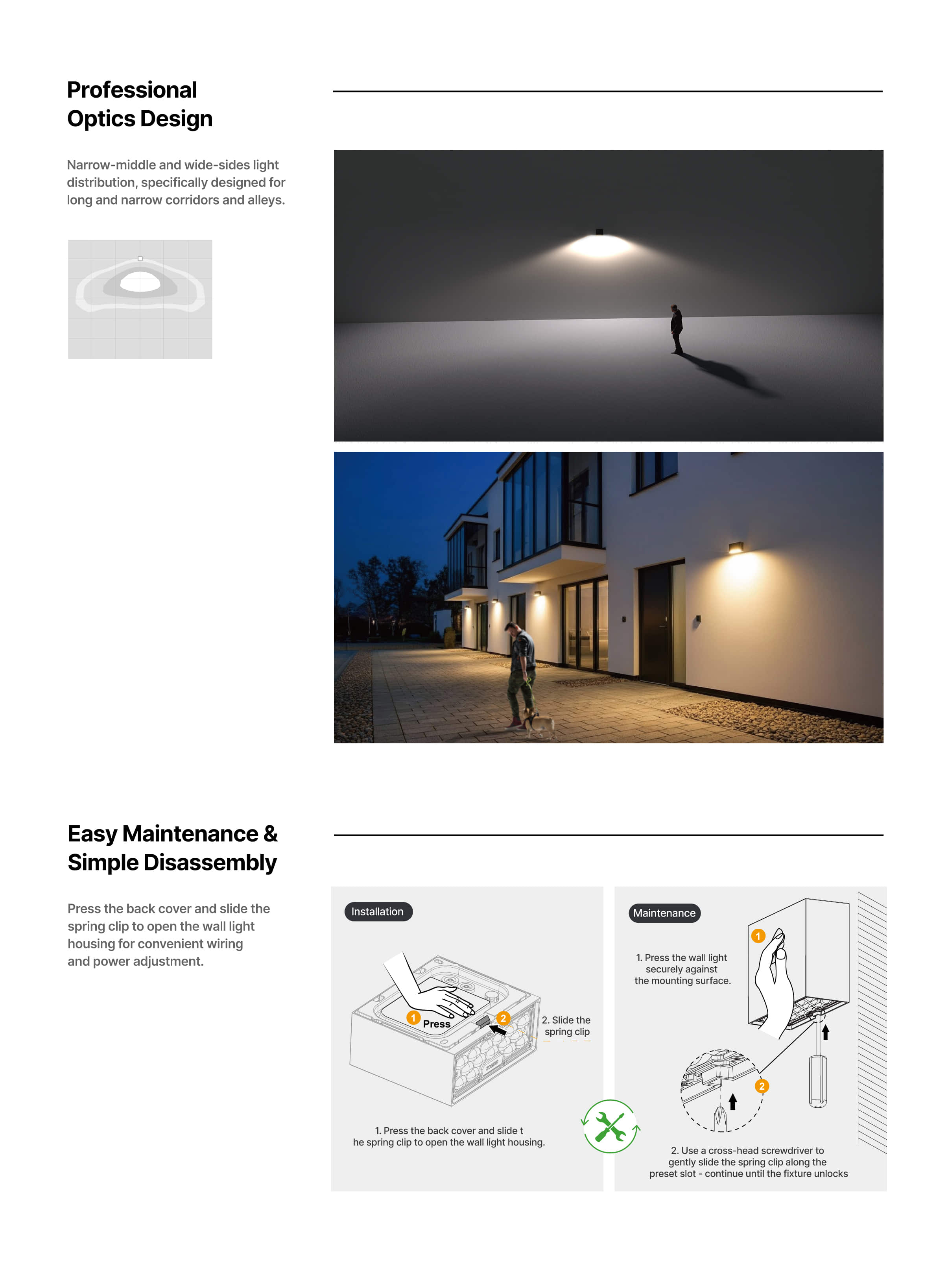WP23 Wall Pack Light Narrow middle wide sides light distribution
