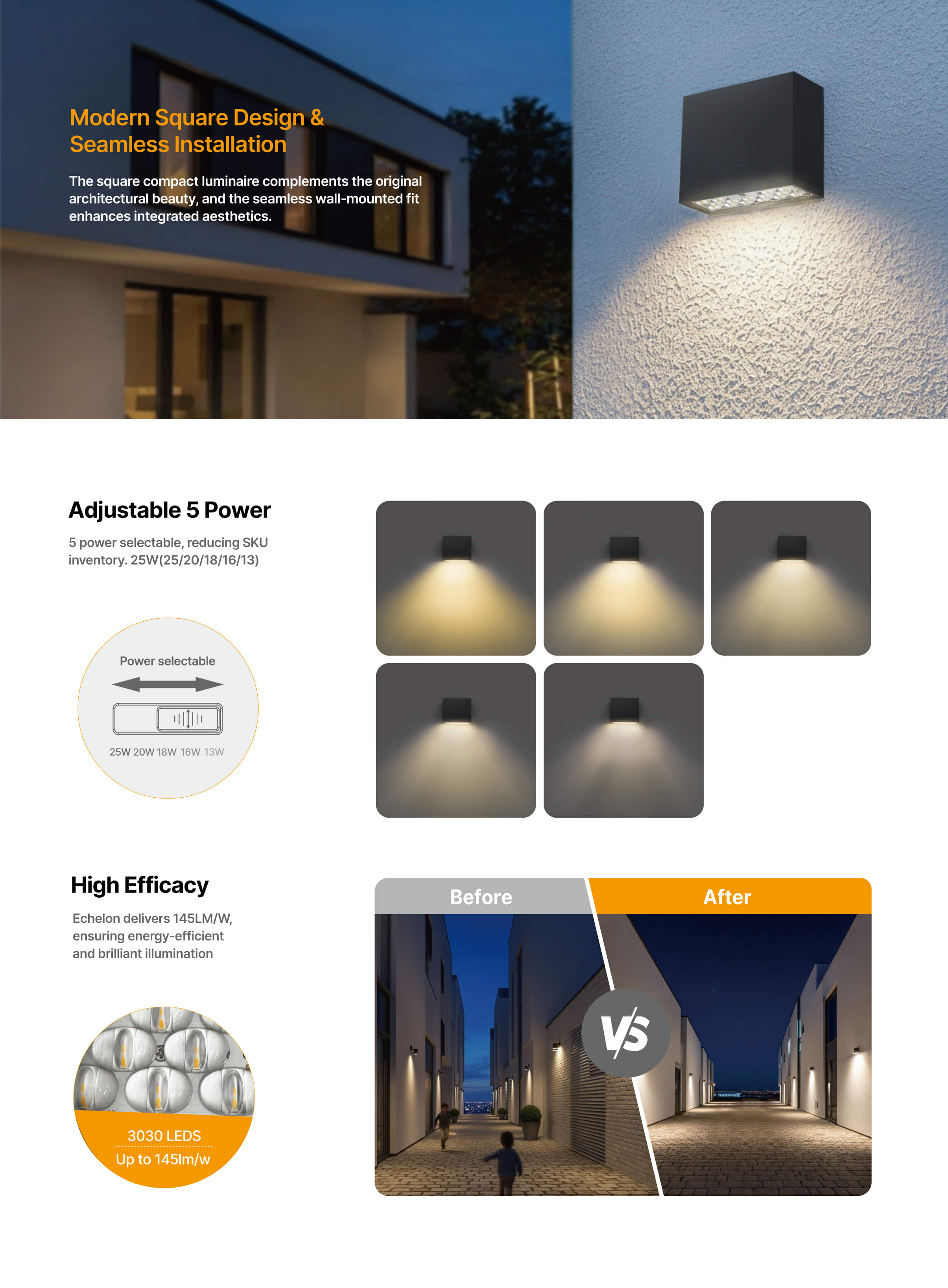 WP23 power selectable LED Wall Pack Light