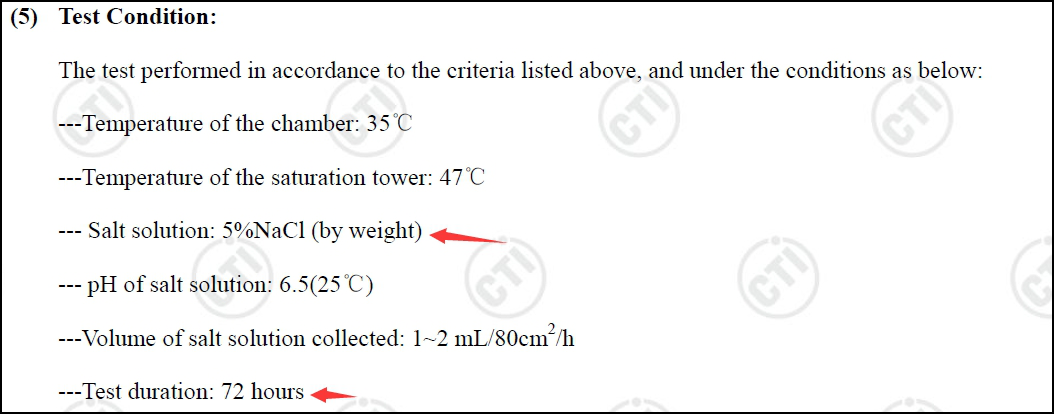 salt spray test condition